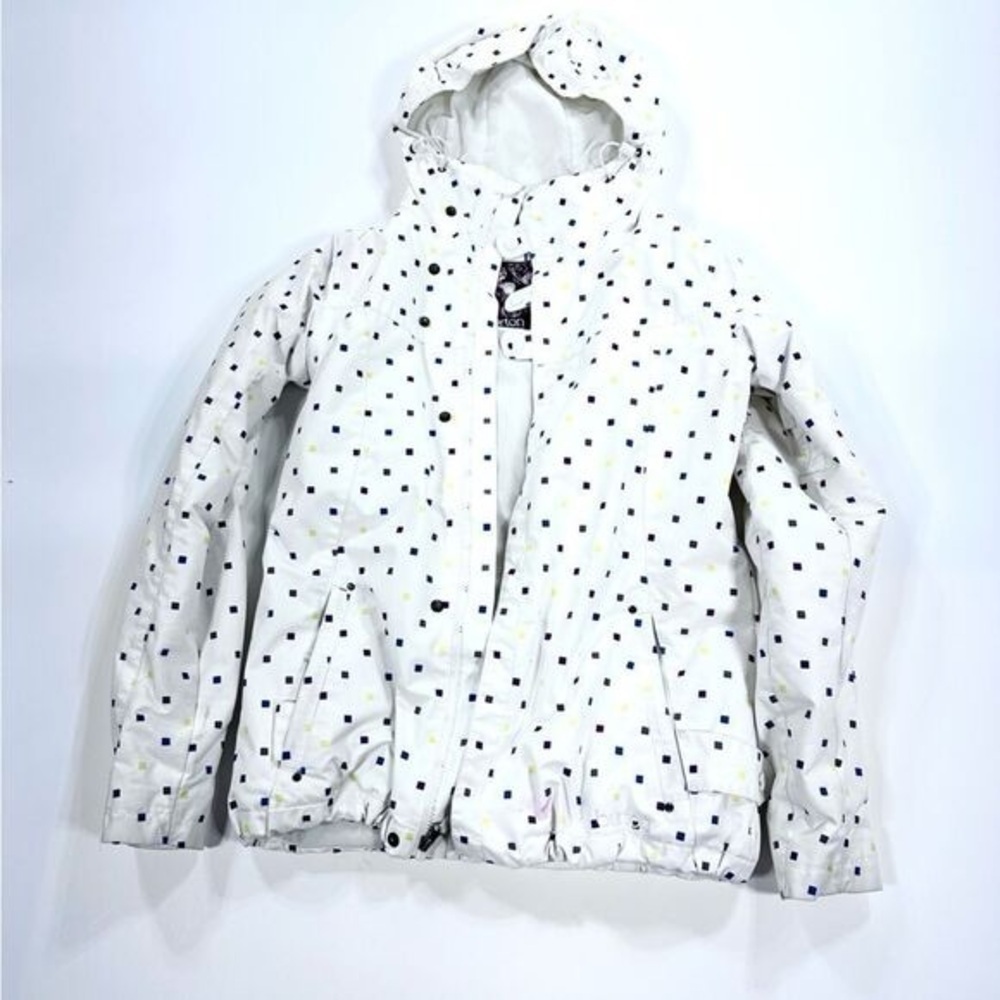 Burton Dry Ride white confetti print snow board ski coat. Size m